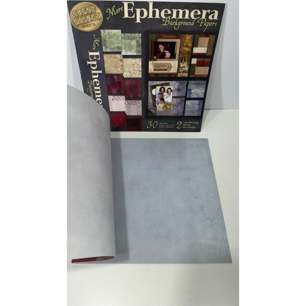 Paper Pizazz Scrapbook Sheets Lot of 2 Vacation Ephemera Background 12 x 12